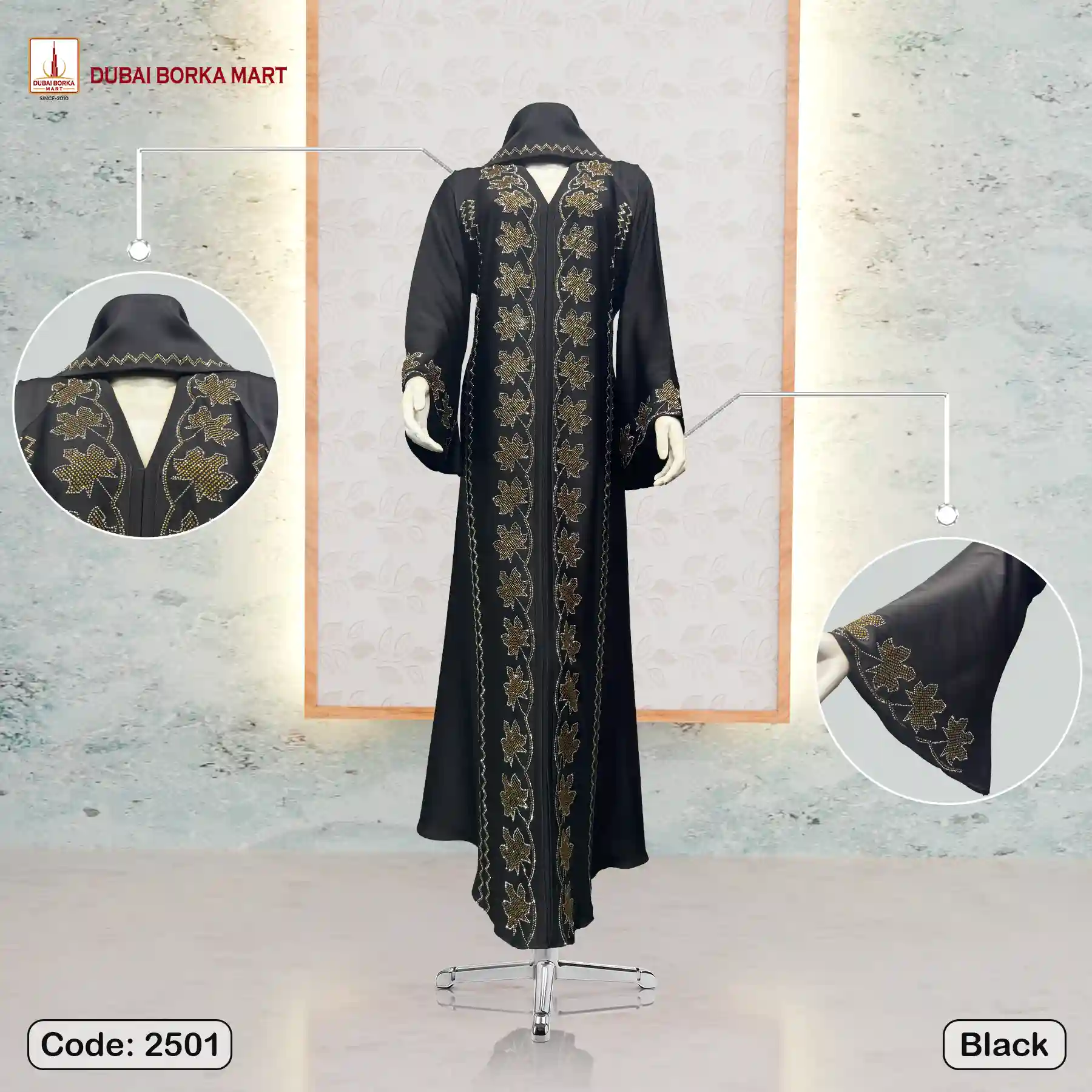 2501-Black by Dubai Borka Mart