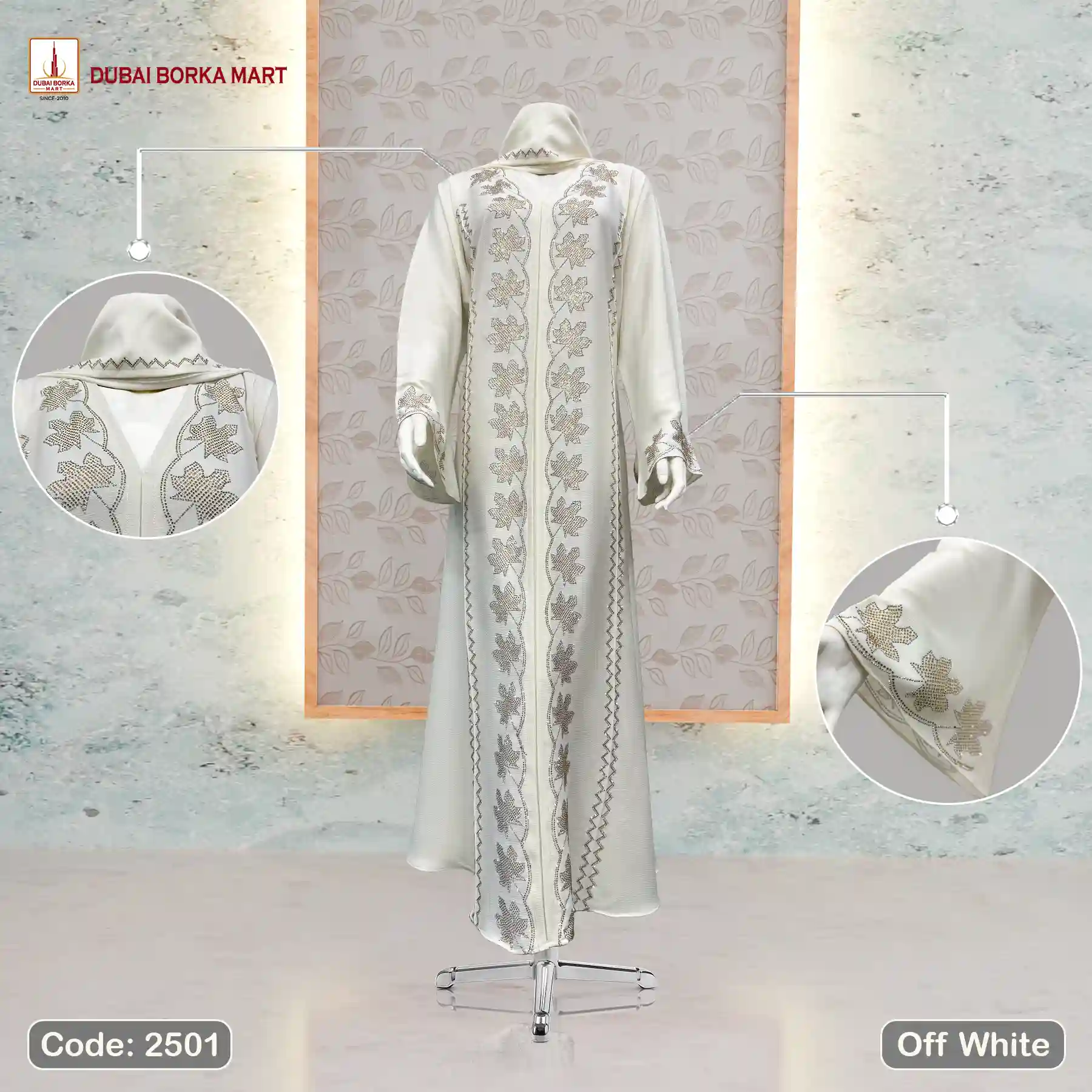 2501-Off White Color by Dubai Borka Mart