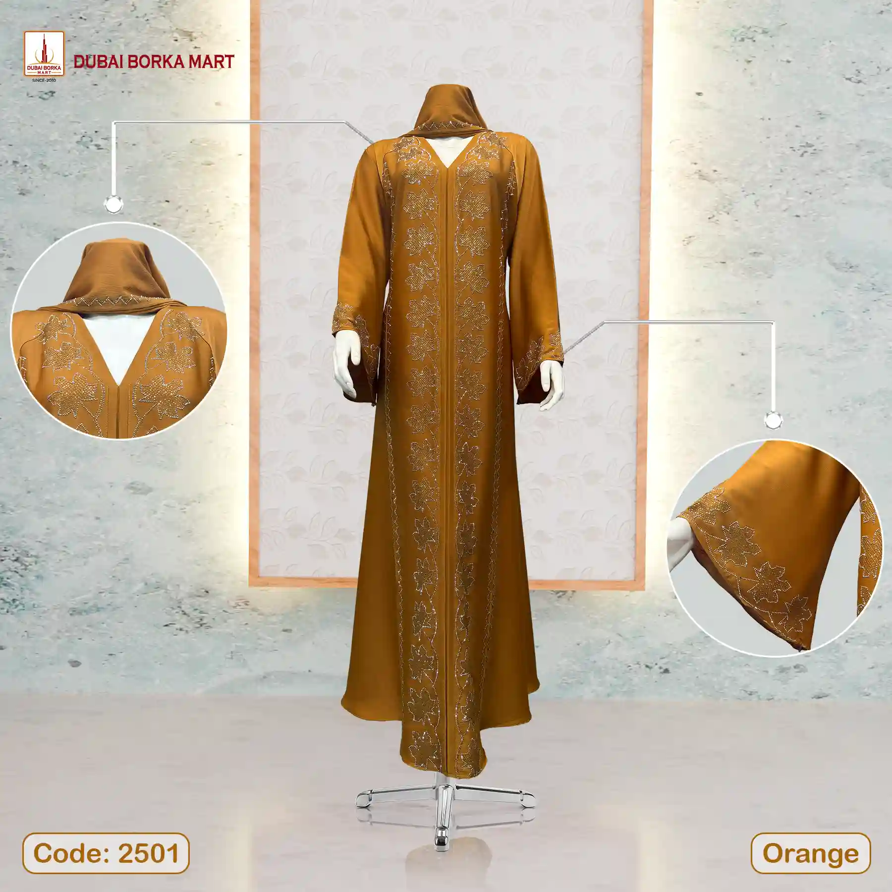 2501-Orange by Dubai Borka Mart