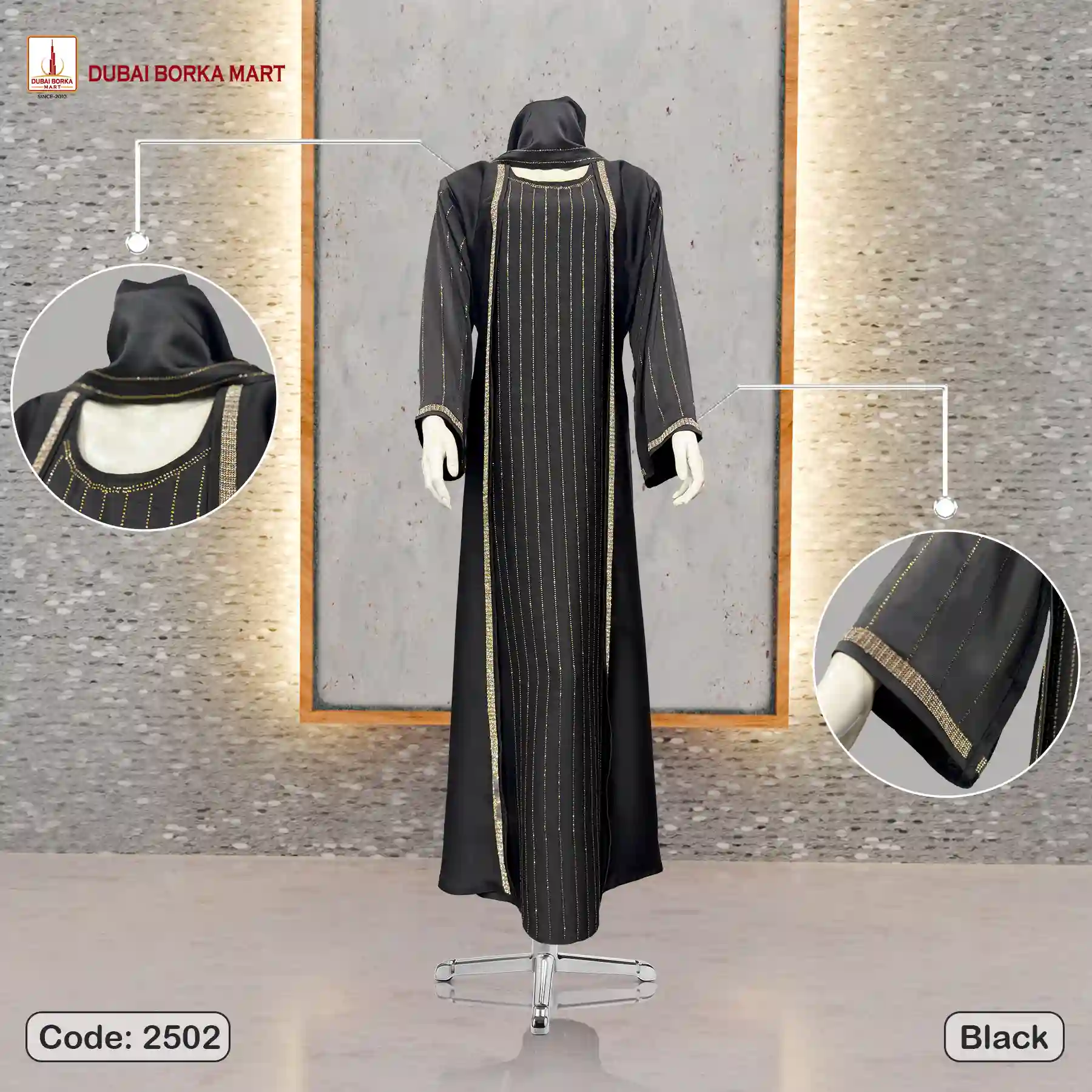 Code: 2502 Black by Dubai Borka Mart