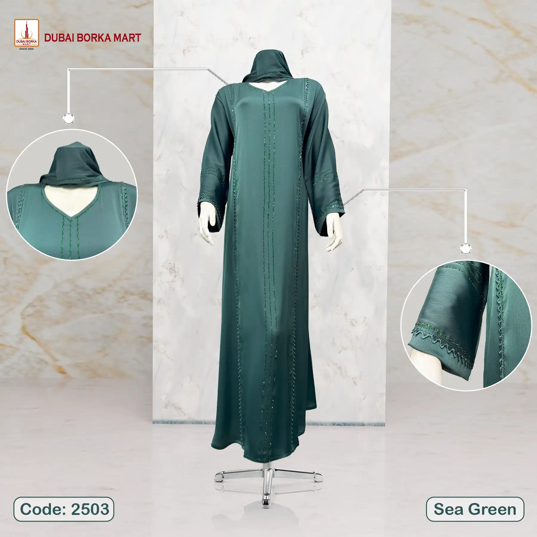 Code: 2503 Sea Green by Dubai Borka Mart