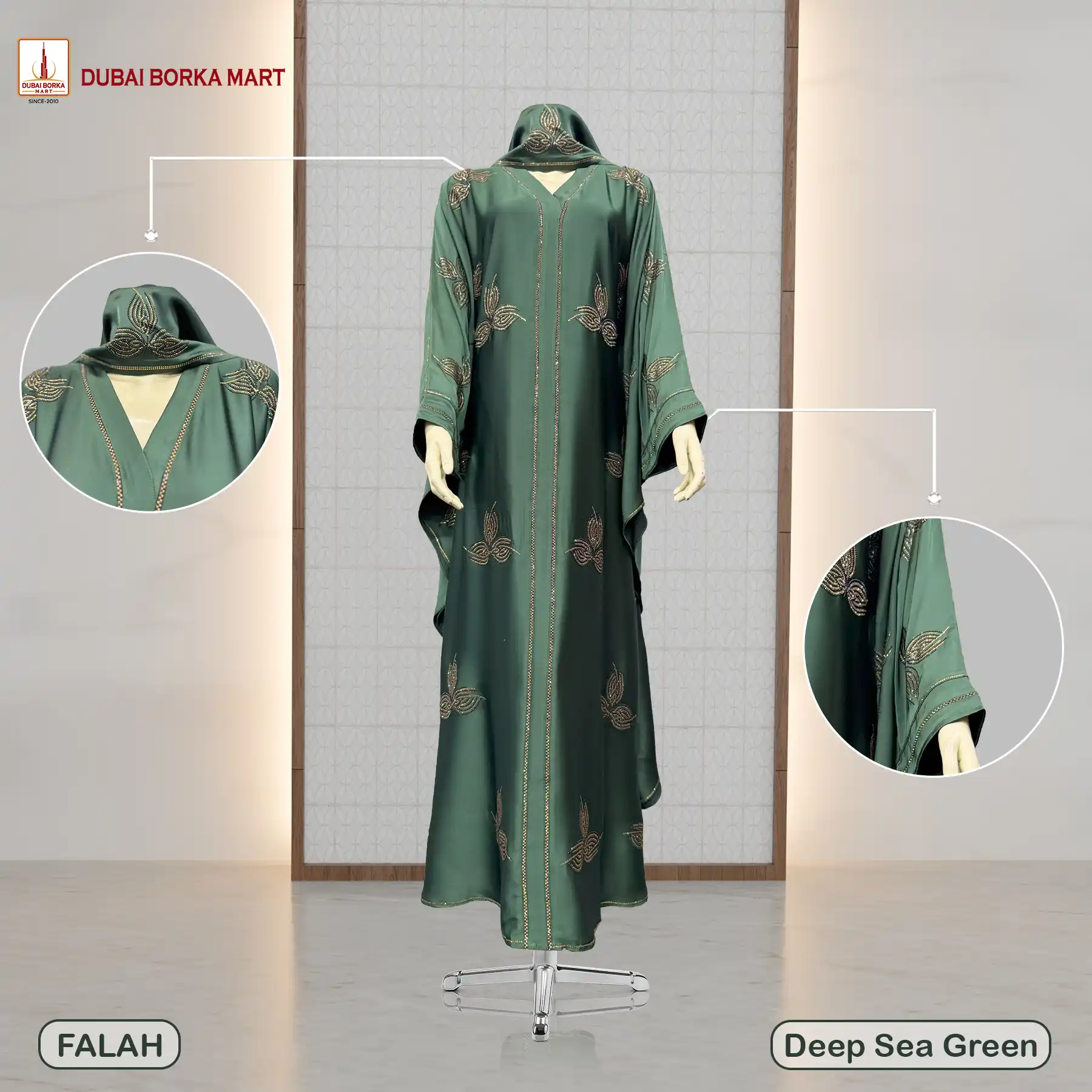 Falah Deep Sea Green by Dubai Borka Mart