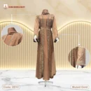 Premium Saffron Fabric Extra Koti Borka with Belt by Dubai Borka Mart, Code: 2513 Muted Gold