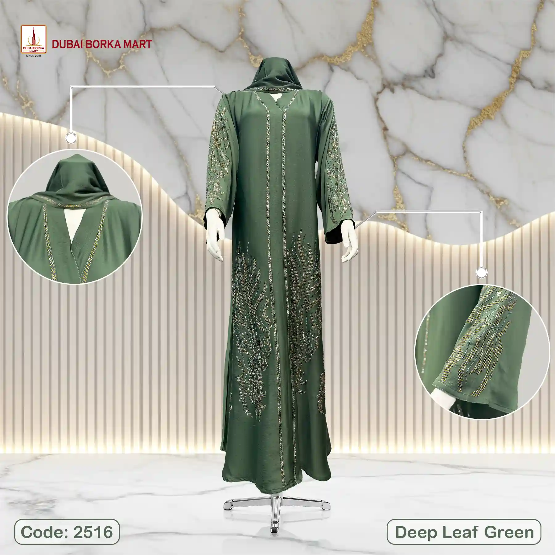 Saffron Fabrics Borka Code, 2516 Deep Leaf Green