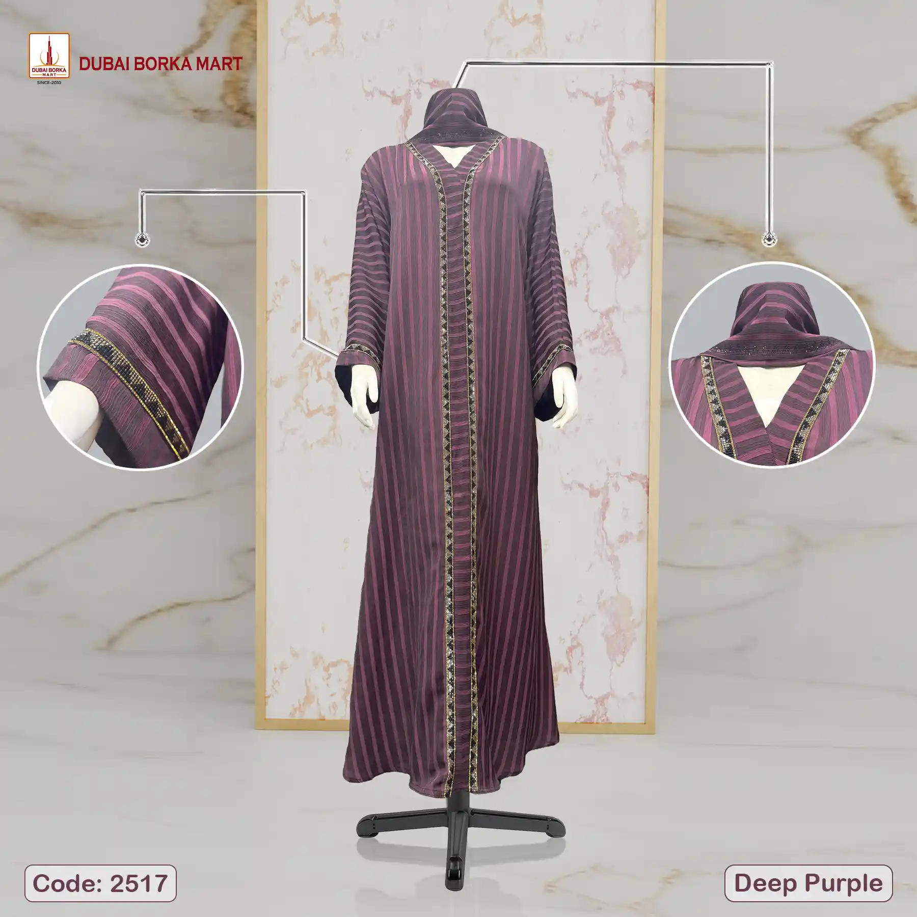 Zoom Stripe Fabrics Borka, Code: 2517, Deep Purple
