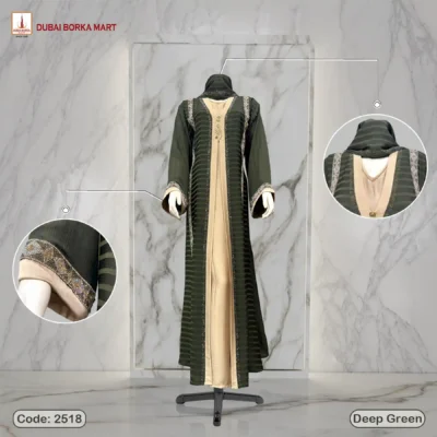 Zoom Stripe Fabrics Borka With Exclusive Austrian Swarovski Stone, Code: 2518, Deep Green