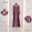 Saffron Fabrics Borka With DMC Stone & Lace Stone Work Code: 2525, Deep Maroon