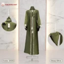 Saffron Fabrics Borka With DMC Stone & Lace Stone Work Code: 2525, Deep Olive