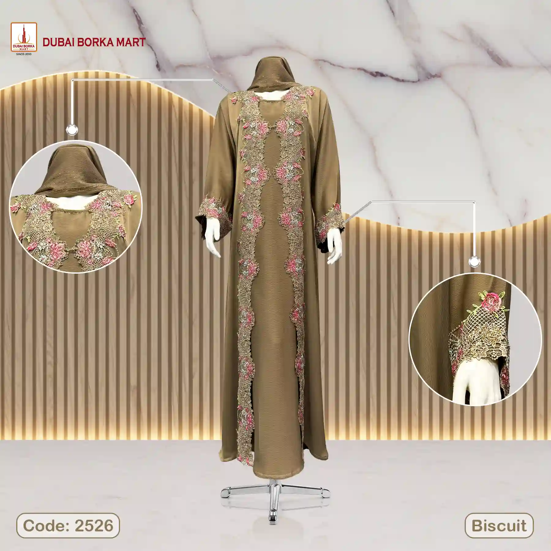 Saffron Fabrics Borka Code: 2526, Biscuit
