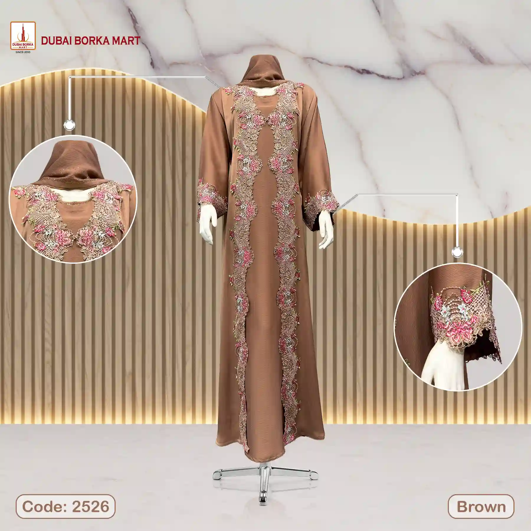 Saffron Fabrics Borka Code: 2526, Brown