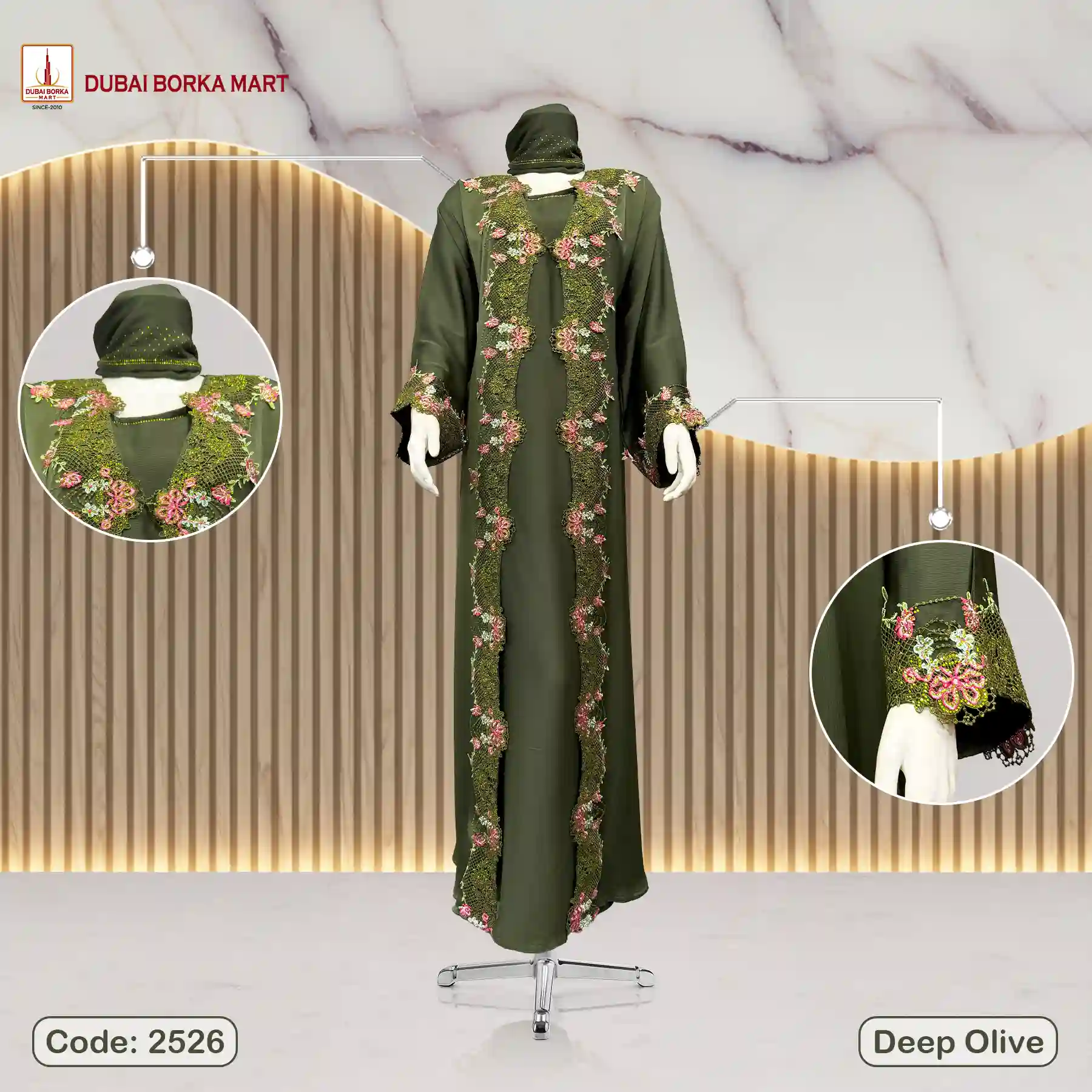 Saffron Fabrics Borka Code: 2526, Deep Olive