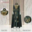 Premium Crystal Fabrics Handmade Luxury Karchupi Work Abaya Code: 2529, Deap Sea Green