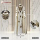 Premium Crystal Fabrics Handmade Luxury Karchupi Work Abaya Code: 2529, Off White