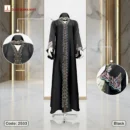 Premium Saffron Fabrics Borka With Luxury Handmade Embroidery & MC Stone Work- Code: 2533, Black