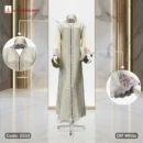 Premium Saffron Fabrics Borka With Luxury Handmade Embroidery & MC Stone Work- Code: 2533, Off White