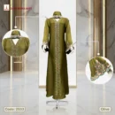 Premium Saffron Fabrics Borka With Luxury Handmade Embroidery & MC Stone Work- Code: 2533, Olive