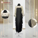 Premium Saffron Fabrics Contrast Abaya with Rose & DMC Stone Work, Code: 2534, Black