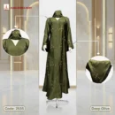 Premium Crystal Fabrics Borka with DMC Stone Work Code:2535, Deep Olive
