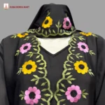 Premium Saffron Fabrics Borka With Luxury Handmade Embroidery Work – Code: 2542, Black, Head