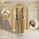 Premium Saffron Fabrics Borka With Luxury Handmade Embroidery Work – Code: 2542, Light Skin