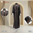 Premium Zoom Jackquard Embossed Borka Design With Korean Imported Lace Work - Code: 2543, Black