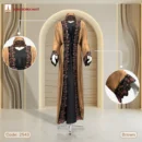 Premium Zoom Jackquard Embossed Borka Design With Korean Imported Lace Work - Code: 2543, Brown