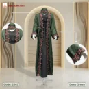 Premium Zoom Jackquard Embossed Borka Design With Korean Imported Lace Work - Code: 2543, Deep Green