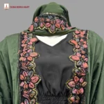 Premium Zoom Jackquard Embossed Borka Design With Korean Imported Lace Work - Code: 2543, Deep Green, Head