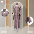 Premium Saffron Fabrics 2 Part Abaya With Rose Stone & 12 Cut DMC Stone Work - Code: 2548, Light Pink