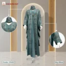 Premium Saffron Fabrics 2 Part Abaya With Rose Stone & 12 Cut DMC Stone Work - Code: 2548, Sky Blue