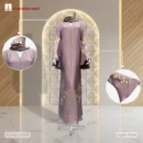 Premium Saffron Fabrics Handwork Embroidery Borka With Rose Stone Work - Code: 2549, Light Pink