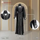 Premium Rayon Fukro Uragiri Metalic Fabrics Black Borka With DMC Stone & Karchupi Lace Work- Code: 2558