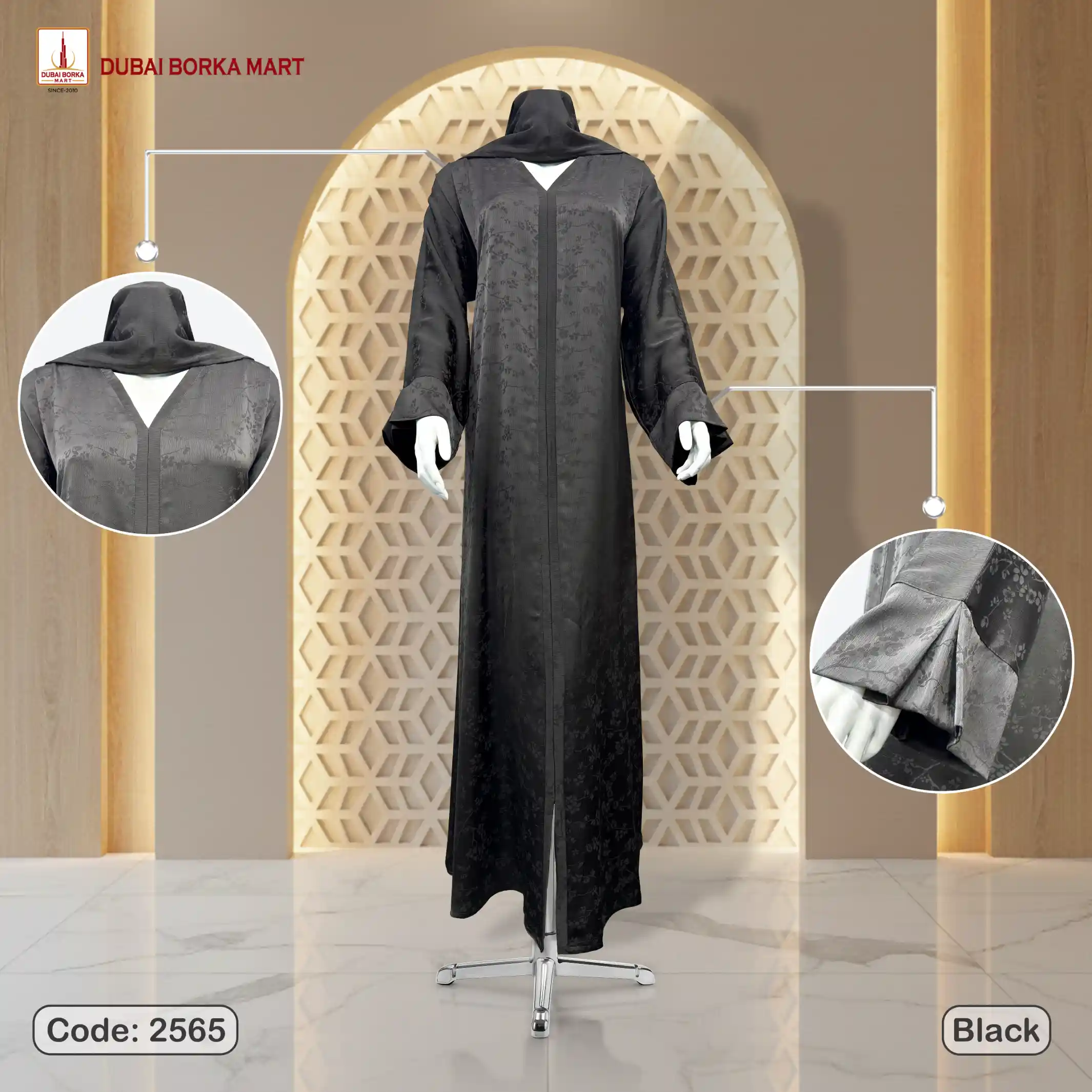 black borka design, code 2565 dubai borka mart